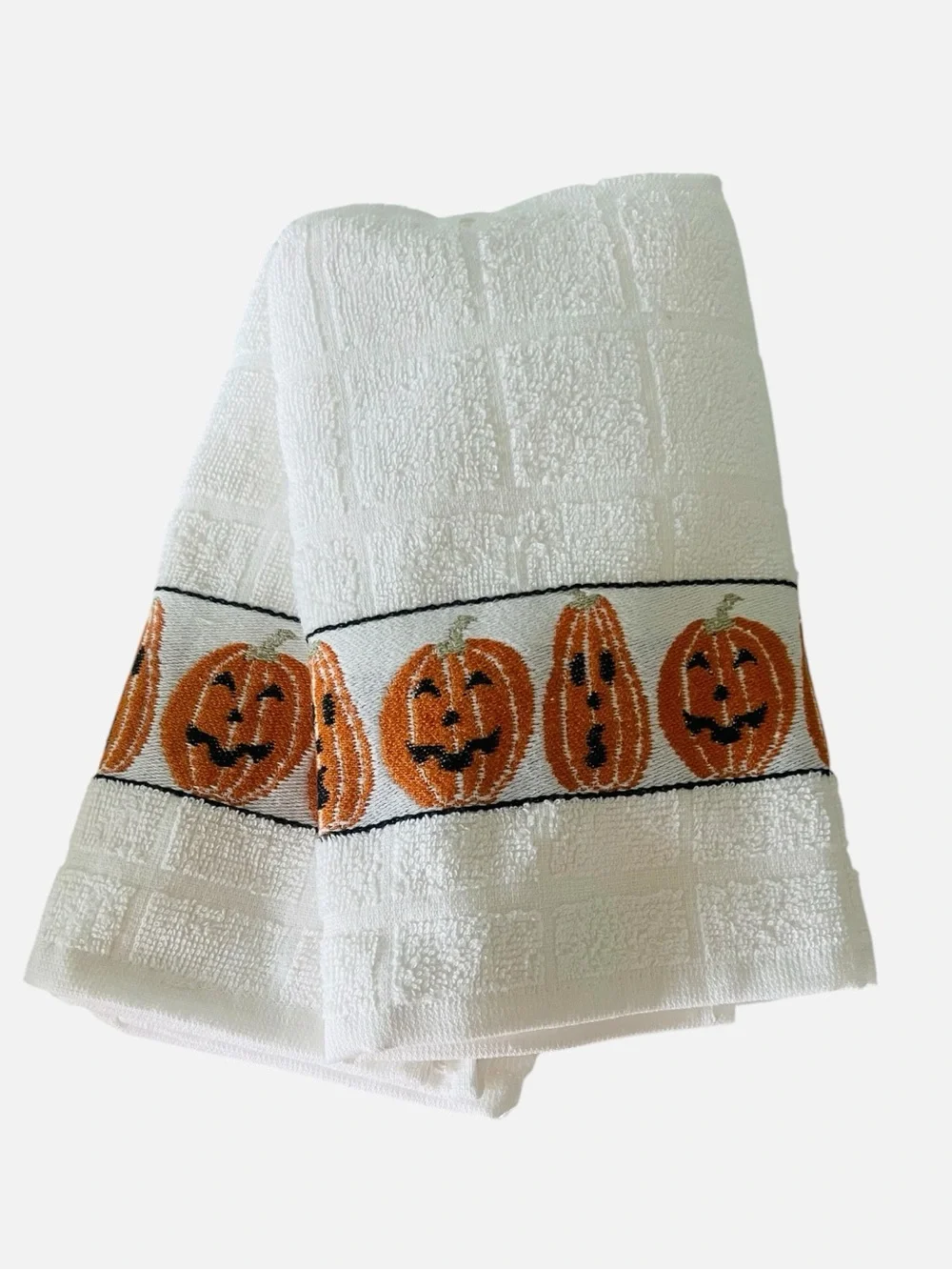 Jack-O-Lantern Turkish 100% Cotton Waffle Kitchen Towels - Set of 2